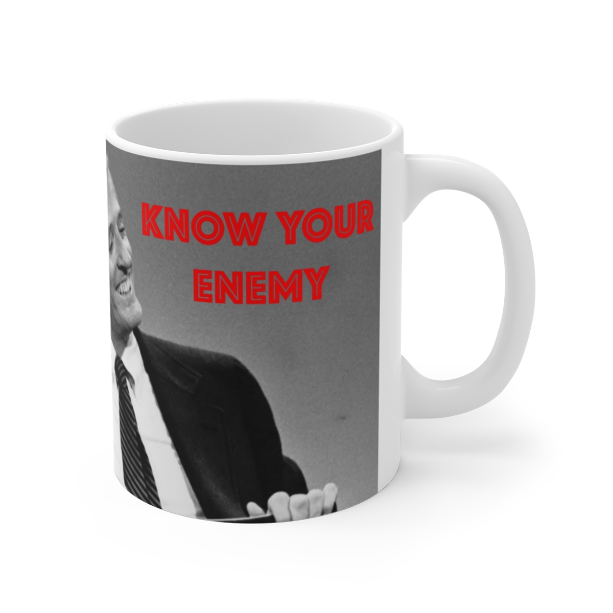 Black and White Portrait Mug | 11oz Ceramic Coffee Cup | Know Your Enemy Podcast - Know Your Enemy official Mugs & Drinkware merch