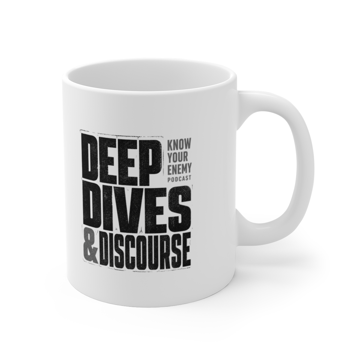Know Your Enemy "Deep Dives & Discourse" White Mug